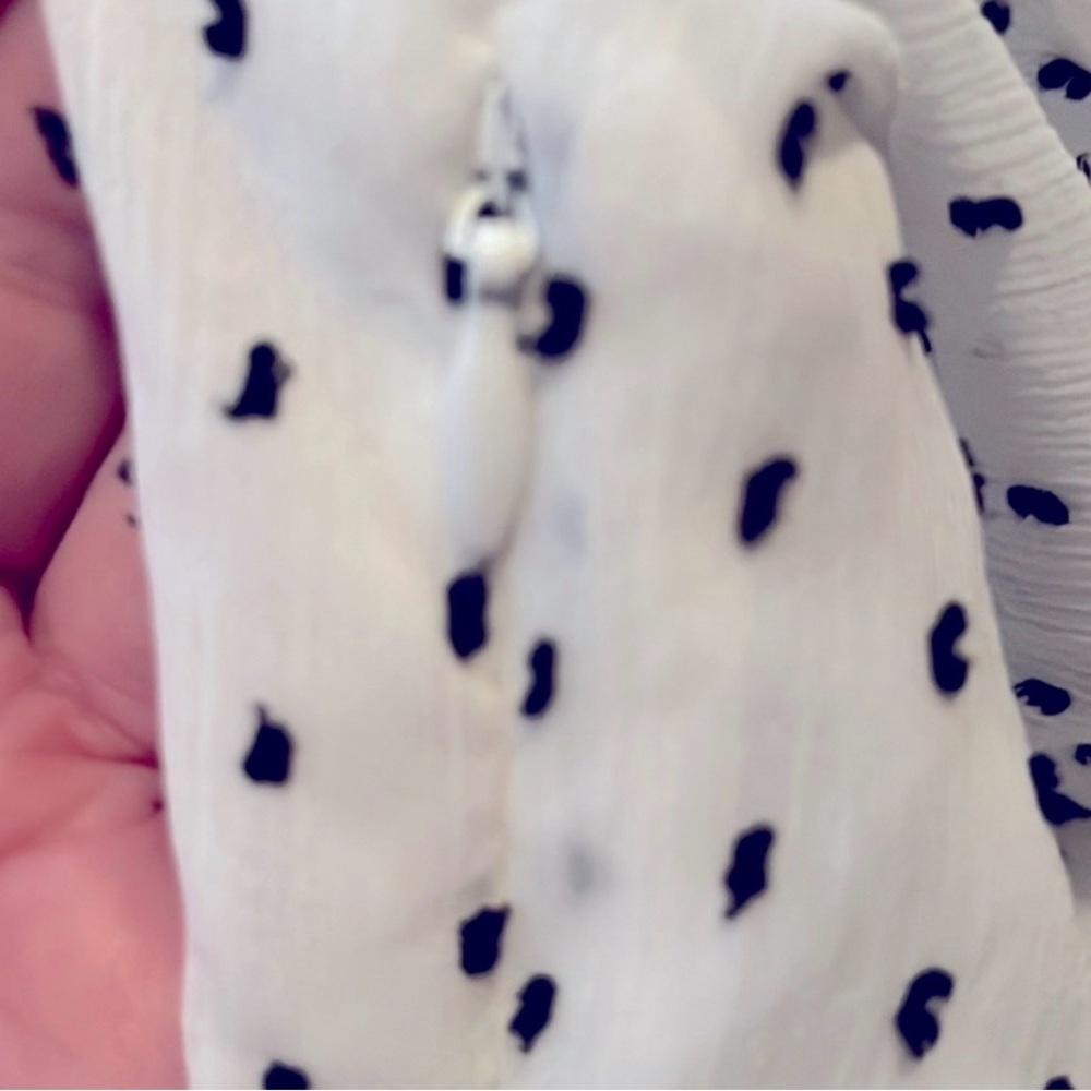 White Polka Dot Ruffle Blouse - Picture 9 of 10